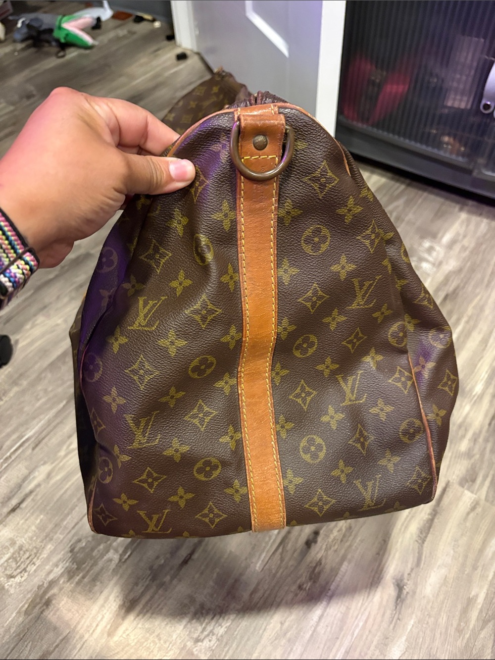 Authentic Vintage Louis Vuitton Keepall 55 Bandolier Brown Monogram Canvas - Picture 3 of 12